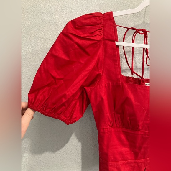 Reformation Designer Romantic Red Fiske Boho Puff Sleeve Victorian Stretch Top - Picture 7 of 14